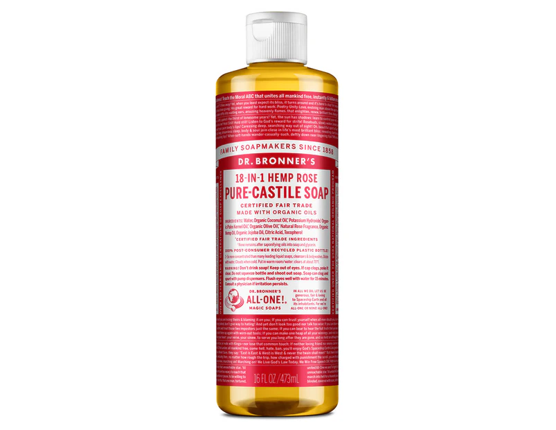 Dr. Bronner's Pure-Castile Liquid Soap 473mL - Rose
