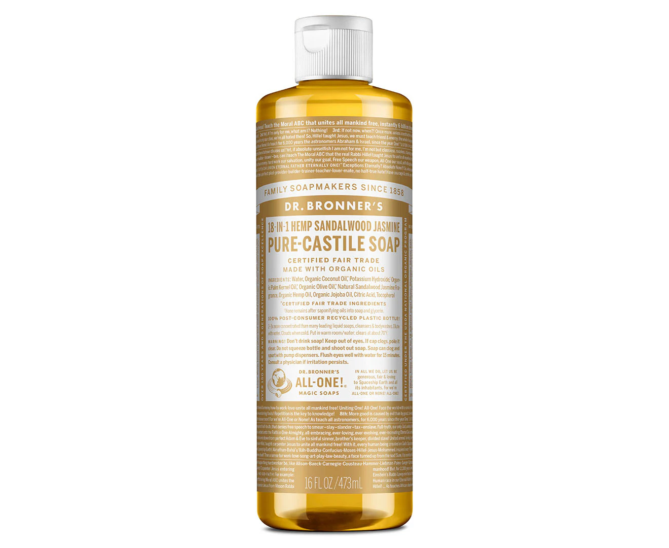 Dr. Bronner's Pure-Castile Liquid Soap 473mL - Sandalwood Jasmine