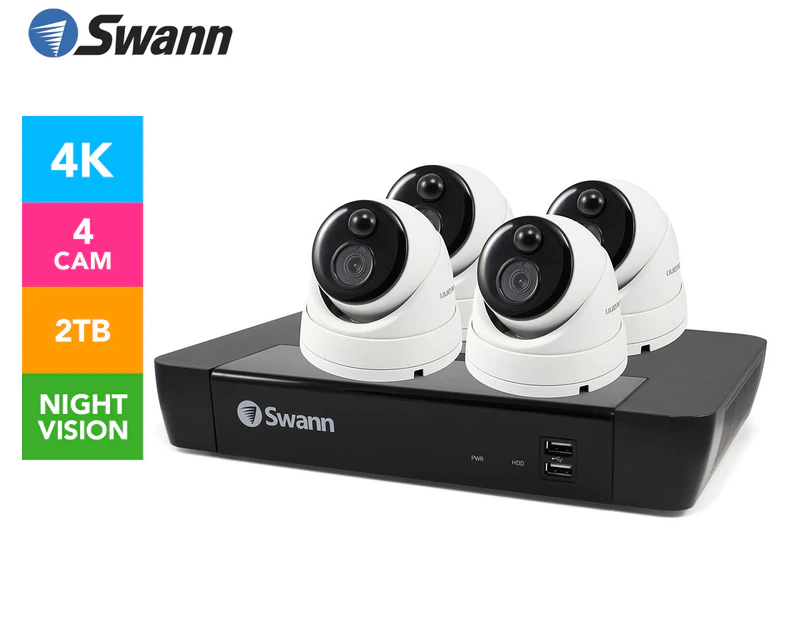 Swann NVR-8580 8-Channel Security System w/ 2TB HDD & 4 x NHD-866MSD 5MP Thermal Sensing Dome Cameras