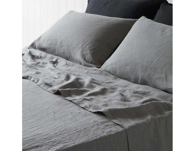 Pure Linen Sheet Set - Storm Grey by Montauk Style.