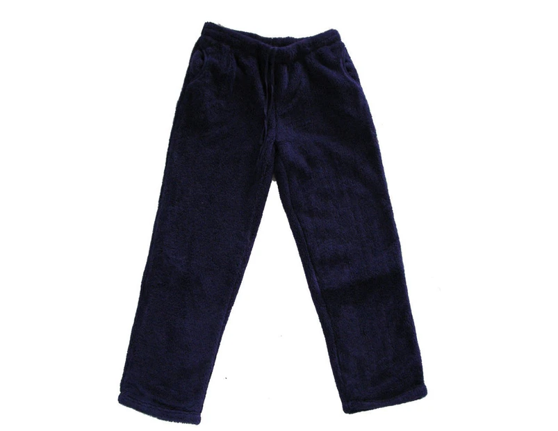 Women's Track Pants Coral Fleece Comfy Pyjamas Pajama - Navy Blue