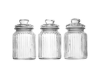 Set of 3 Vintage Airtight Glass Jars | M&W 990ml 1