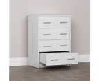 Chest of Drawers - 4 Tier - White - 64x89cm