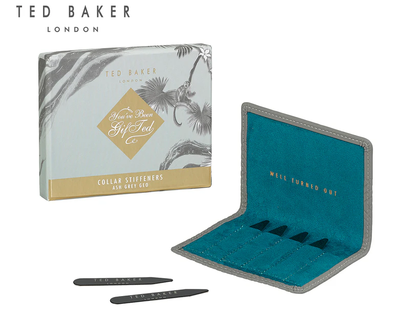 Ted Baker Collar Stiffeners Set - Ash Grey Geo