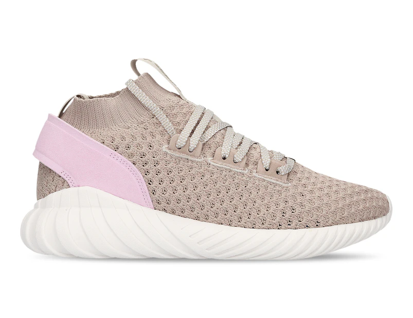 Adidas Originals Women's Tubular Doom Sock PrimeKnit Shoe - Light Brown/Vapour Grey/Aero Pink