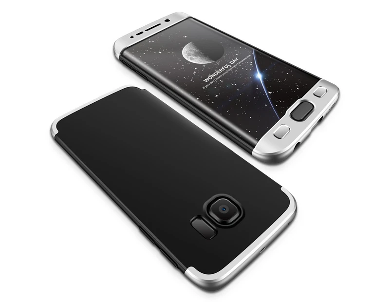 Catzon Samsung S6 Edge Phone Case Ultra Slim Knight Series Hybrid PC-Black Silver