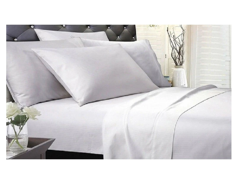 Queen Size Bed Luxury 630TC Egyptian Cotton and Organic Silk Fitted Sheet Set White