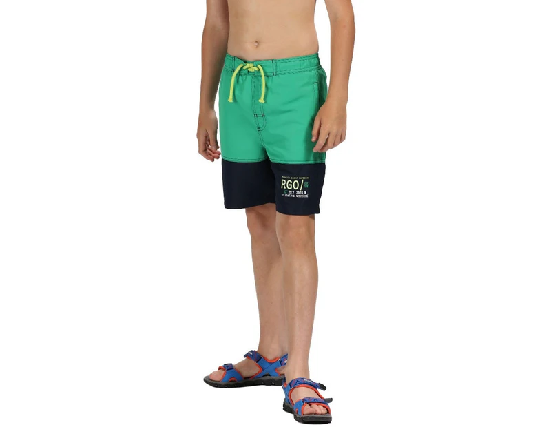 Regatta Boys Shaul II Polyester Quick Dry Swim Shorts - JellyBn/Navy