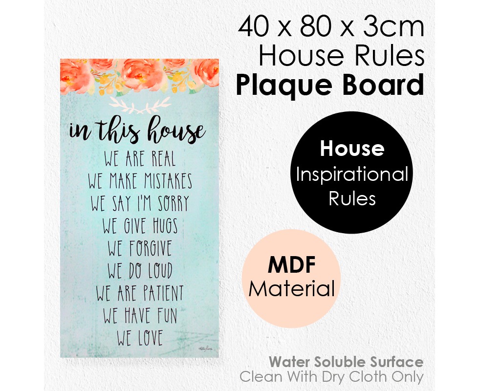 40x80x3cm House Rules Shabby Plaque Board Wall Decoration | Catch.com.au