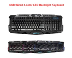 USB Wired LED Illuminated 3 Backlit Colors Gaming Keyboard For Computer Laptop