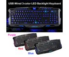 USB Wired LED Illuminated 3 Backlit Colors Gaming Keyboard For Computer Laptop