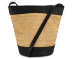 Tony Bianco Cathy Straw Crossbody Bucket Bag - Natural/Black
