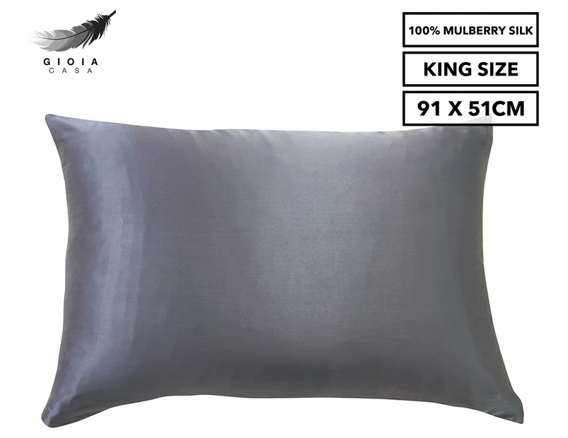 Gioia Casa Two-Sided King Size 100% Mulberry Silk Pillowcase - Charcoal