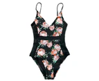 CUPSHE Women's Floral Printing Mesh Splicing One Piece Swimsuit High waisted Swimwear