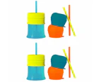 2PK Boon Snug Straw Silicone Lids Baby/12m+ Boy/Baby Water/Drinks w/ Cup - Blue