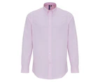 Premier Mens Cotton Rich Oxford Stripe Shirt (White/Pink) - RW6594