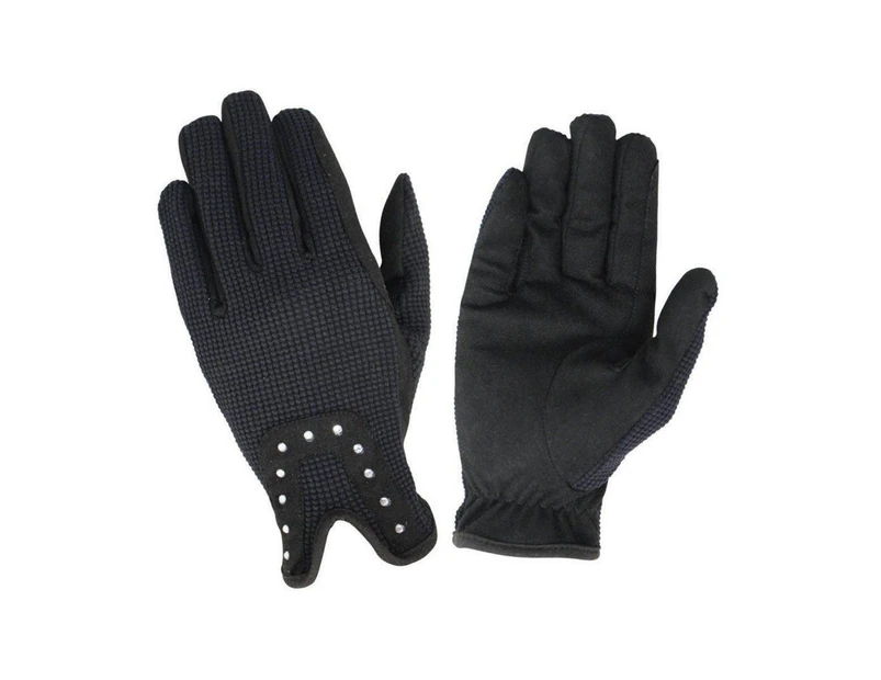 Hy5 Childrens/Kids Diamante Riding Gloves (Black) - BZ662