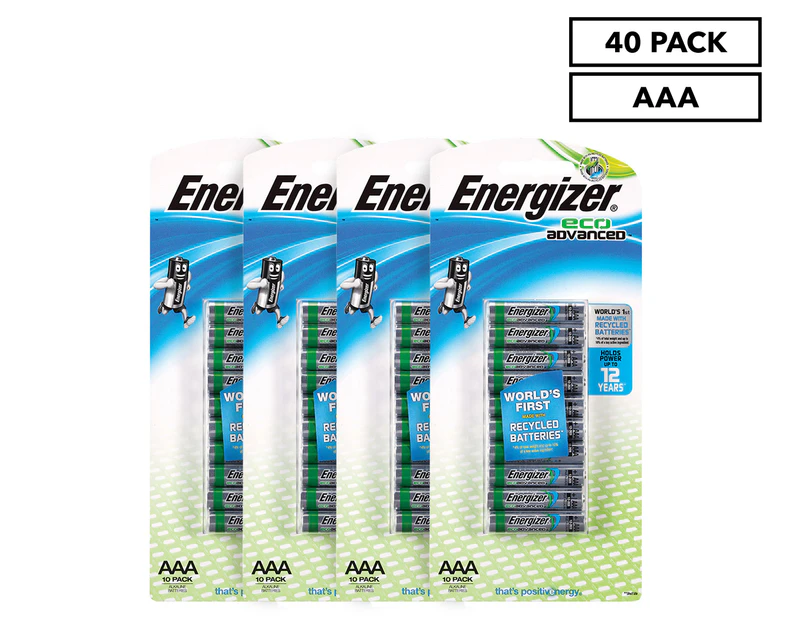 4 x Energizer Eco Advanced AAA Alkaline Batteries 10-Pack