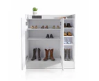 Wooden Shoe Storage Cabinet Rack 17 Pairs   White
