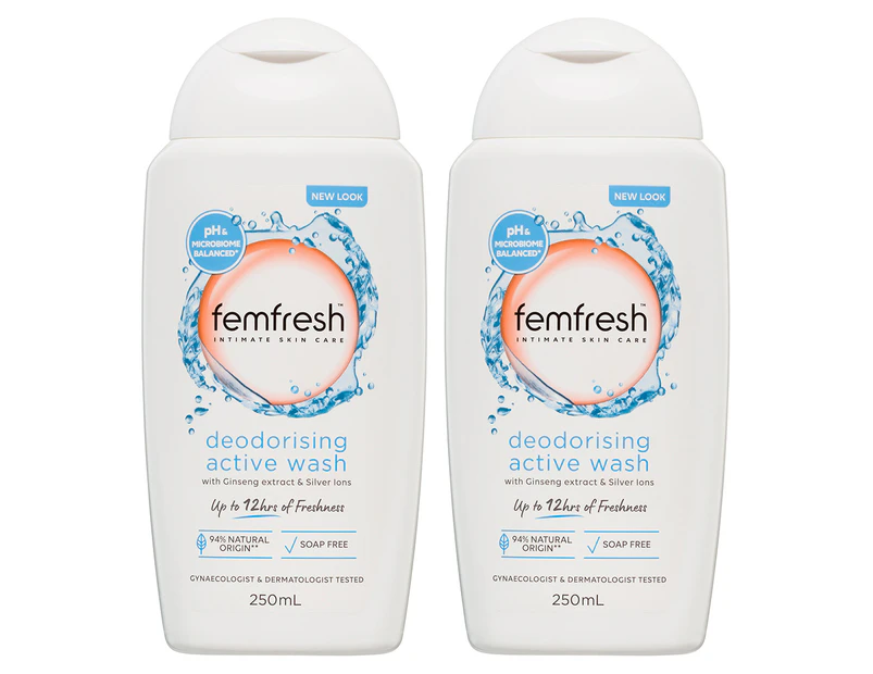 2 x Femfresh Intimate Deodorising Active Wash 250mL