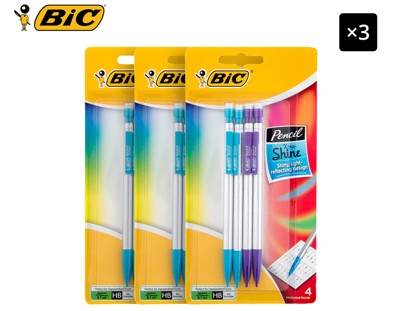 3 x BiC Pencil Xtra-Shine Mechanical Pencils 4-Pack