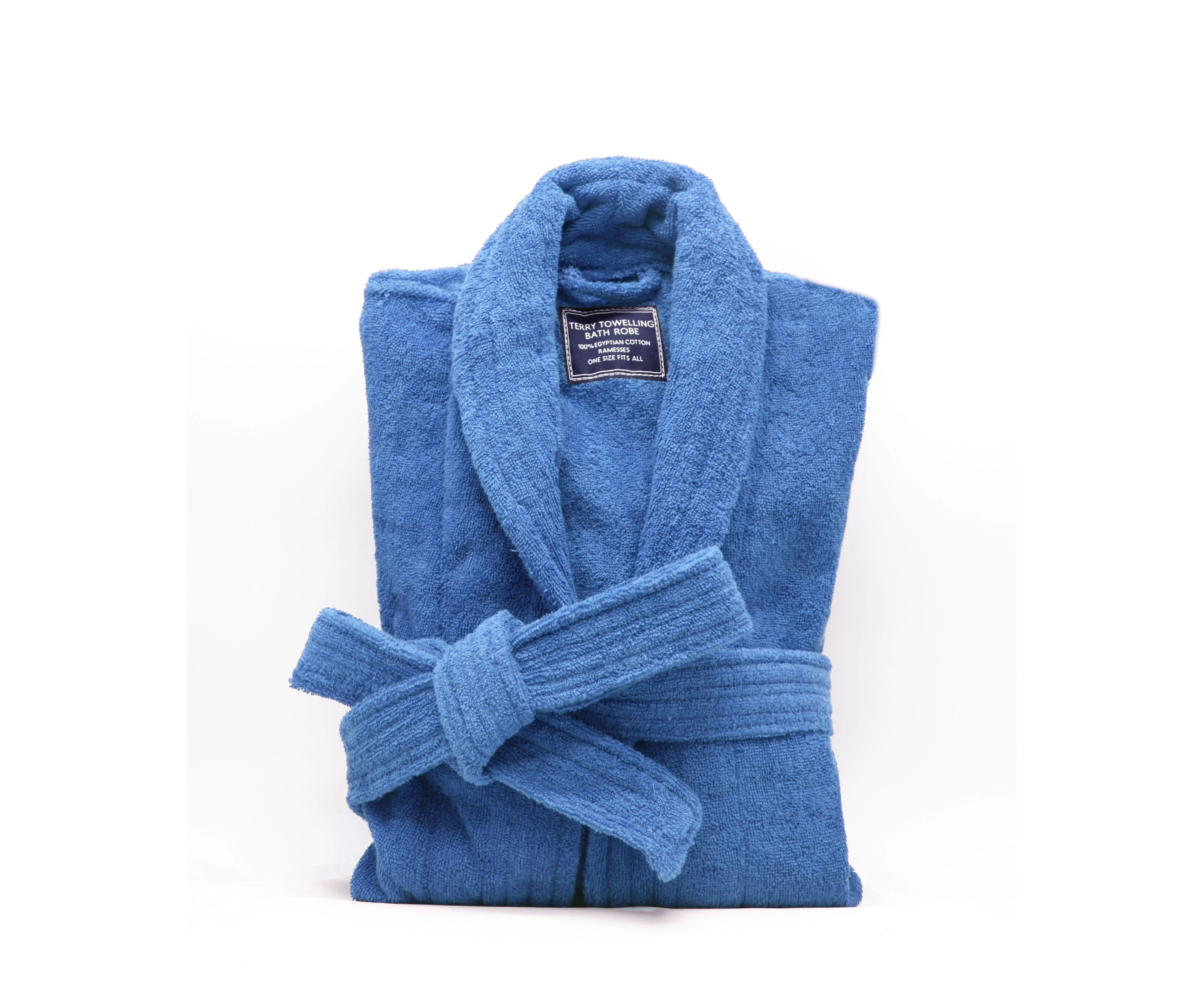 400GSM Luxury 100% Egyptian cotton Terry Towelling Bath Robe /Bathrobe One Size Fits All Mid Blue