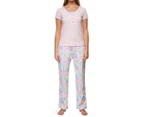 Pickles & Loop Women's Cat Print Cotton Pyjama Pant Set - Pink