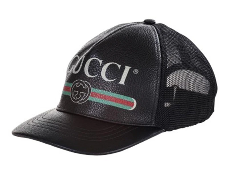 Gucci Print Leather Baseball Cap - Black