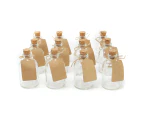 Set of 12 Mini 50ml Glass Bottles | Includes Decorative labels | M&W