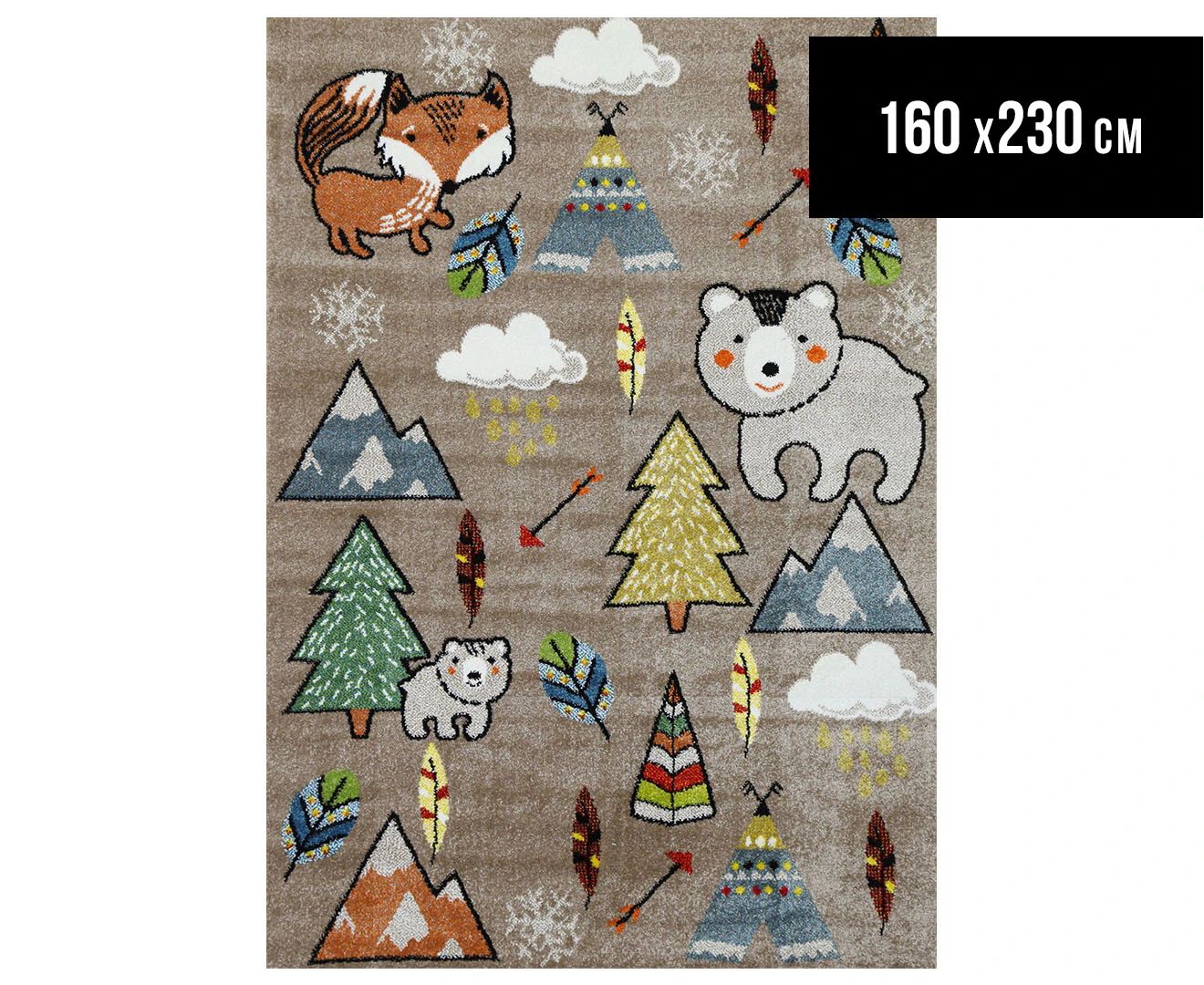 Happy Feet 230x160cm Woodland Animals Rug - Multi