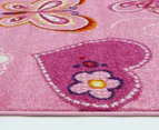 Happy Feet 170x120cm Butterfly Hearts Rug - Pink