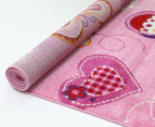 Happy Feet 170x120cm Butterfly Hearts Rug - Pink