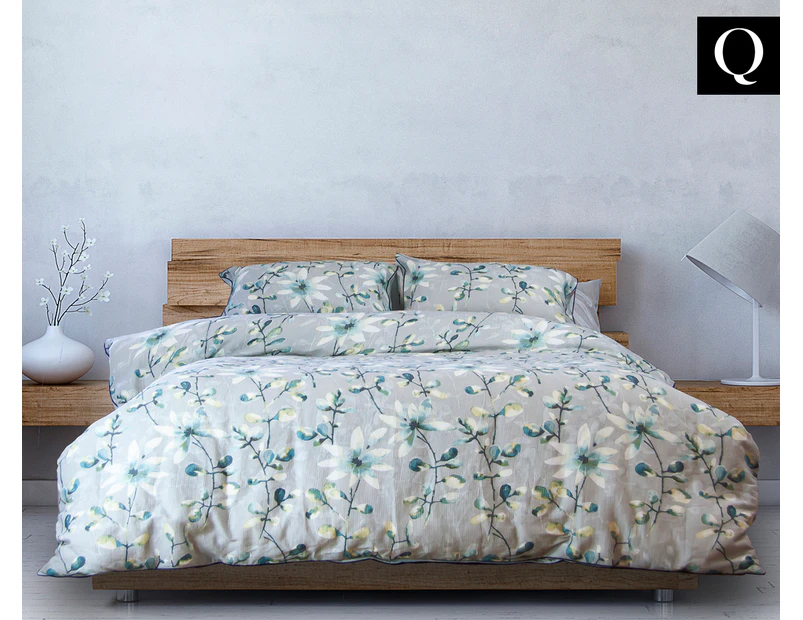 Ardor Lucille Textured Queen Bed Quilt Cover Set - Grey