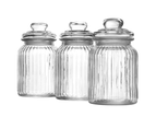 Set of 3 Vintage Airtight Glass Jars | M&W 990ml 3