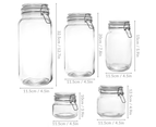 Assorted Set of 5 Clip Top Glass Storage Jars | M&W 3