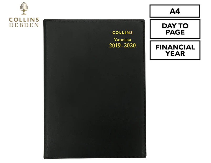 Collins Debden Vanessa 2019/2020 Financial Year A4 Day To Page Diary - Black