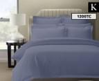 Royal Comfort 1200TC Damask Stripe King Bed Quilt Cover Set - Blue Fog 1