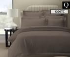 Royal Comfort 1200TC Damask Stripe Queen Bed Quilt Cover Set - Pewter 1