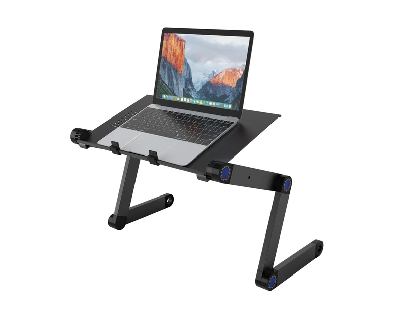 SLYPNOS Adjustable Laptop Stand Folding Portable Standing Desk Ventilated Aluminum Laptop Riser Tablet Holder Notebook Tray(AU Stock)-Black