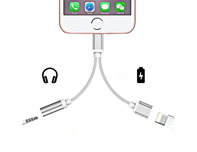2 in 1 Audio Adapter 8 Pin to 3.5mm Aux Headphone Jack / 8 Pin for iPhone 7 Plus / 7
