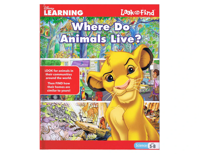 Disney Learning Look & Find Book - Where Do Animals Live? Hardcover Book