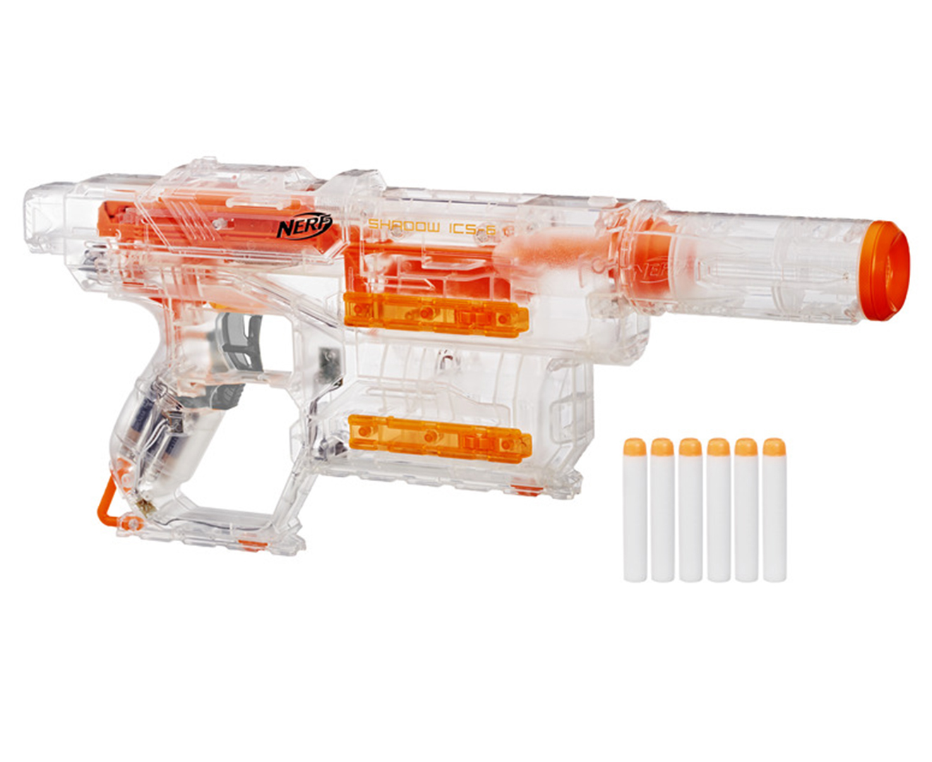 NERF Modulus Shadow ICS-6 Blaster - Clear/Orange | Catch.co.nz