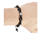 Unisex Bling Beads Onyx Bracelet - DISCO BALL black - Black