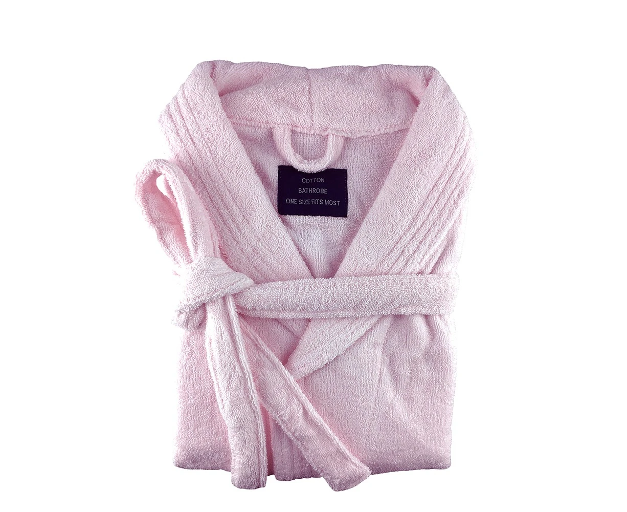 500GSM Luxury 100% Egyptian cotton Terry Towelling Bath Robe /Bathrobe Extra Large Size Baby Pink