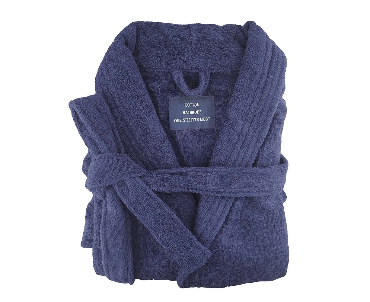 500GSM Luxury 100% Egyptian cotton Terry Towelling Bath Robe /Bathrobe Extra Large Size Navy