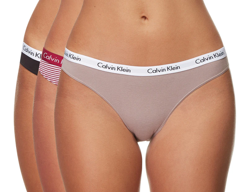 Calvin Klein Women's Carousel Thong 3-Pack - Josephine/Black/Stripe