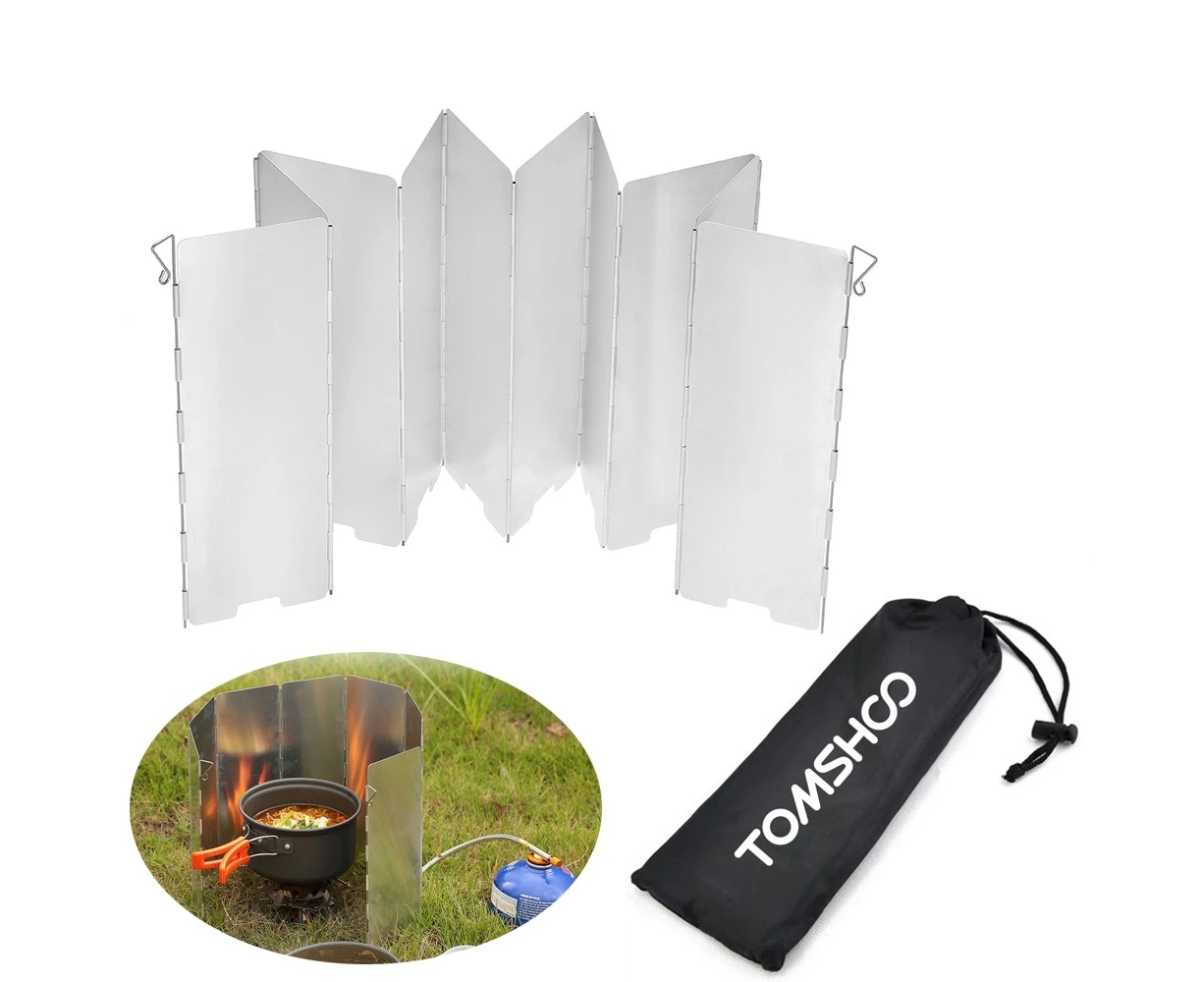 TOMSHOO Outdoor Camping Stoves 10 Plates Foldable Cooker Gas Stove Wind Shield Screens Aluminum