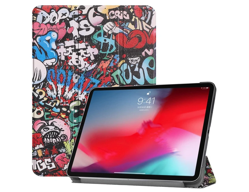 For iPad Pro 11-inch 2018 Case,PU Leather Folio Cover,Graffiti Pattern