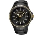 Seiko Coutura Mens Solar Watch. Black Gold Tone Steel. Diamond Set SNE506P-9 1