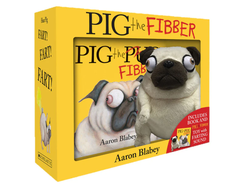 Pig The Fibber Hardcover Book + Farting Plush Boxed Set by Aaron Blabey